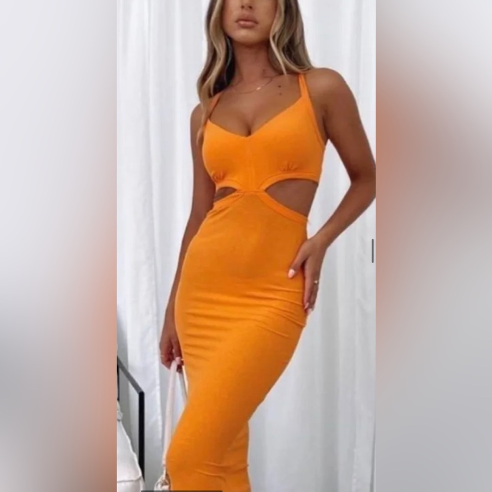 Women’s white fox orange cut out dress